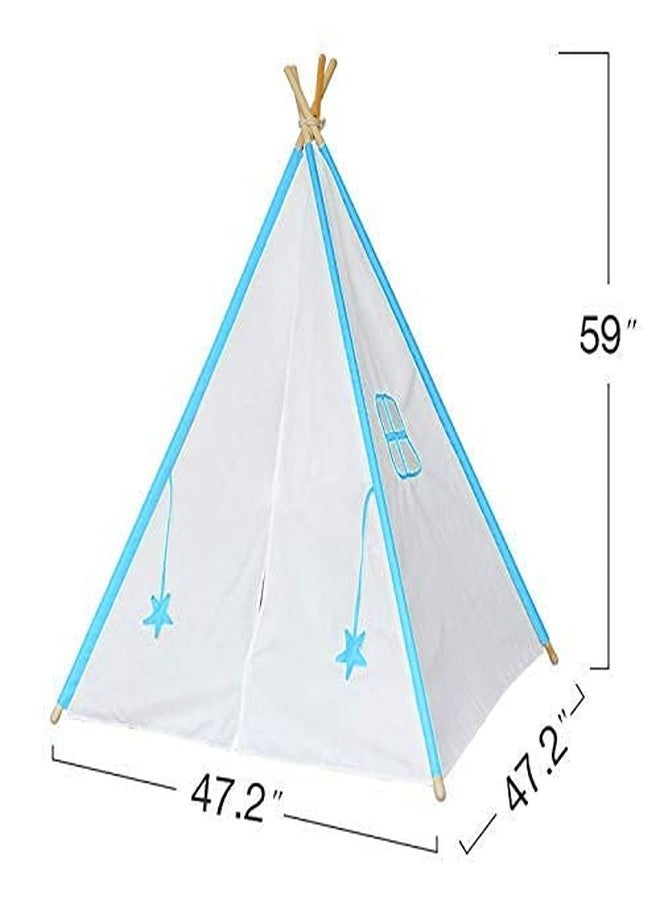 Next Day Art Tent House for Kids Tepee Tent with Padded Mat, Kids Canopy Play Tent, Playard, Playhouse Big Portable Tent for Kids for Indoor and Outdoor- Blue and White - Image 3